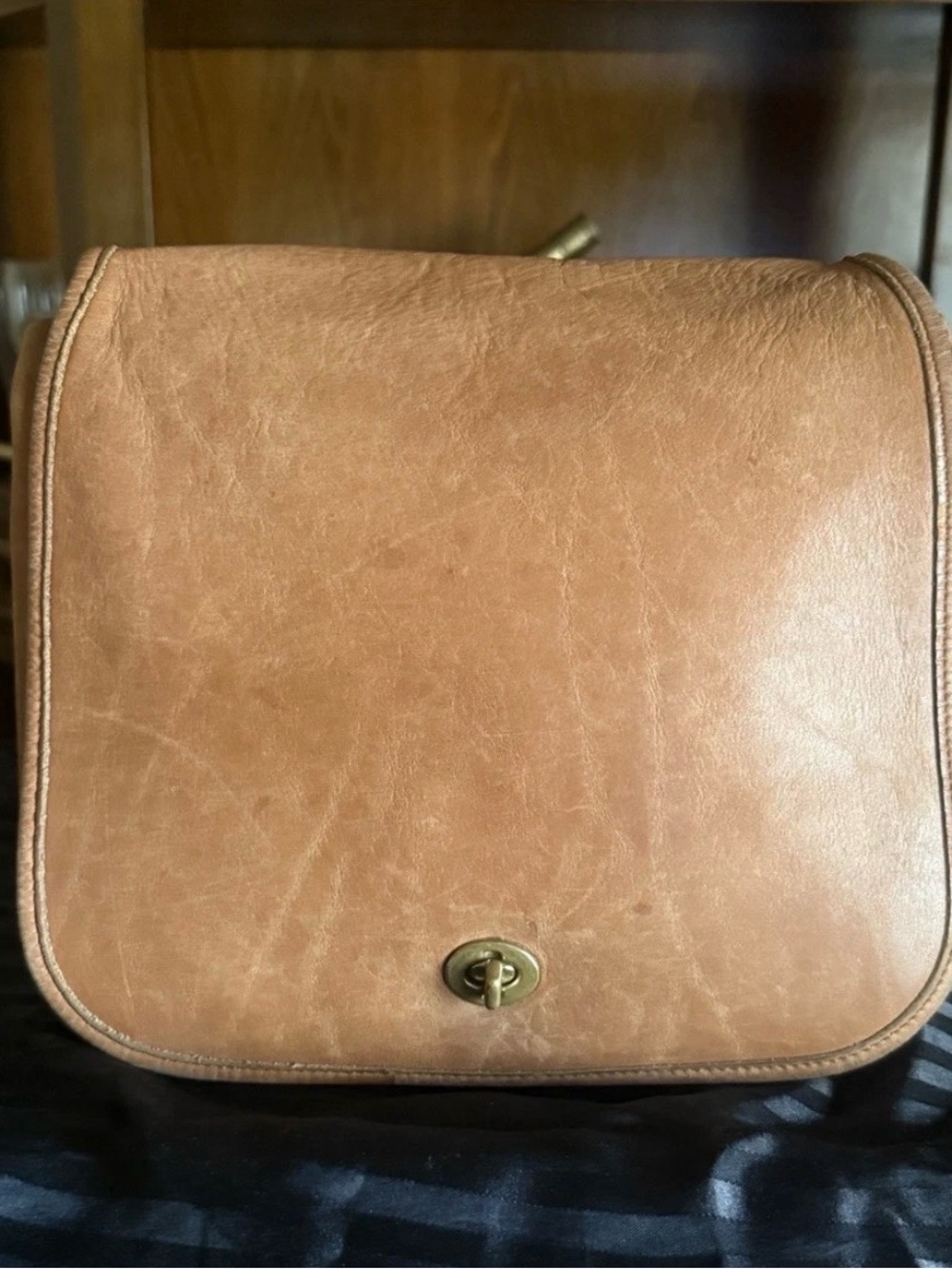 Coach Tan Leather Turn-Lock Crossbody Bag